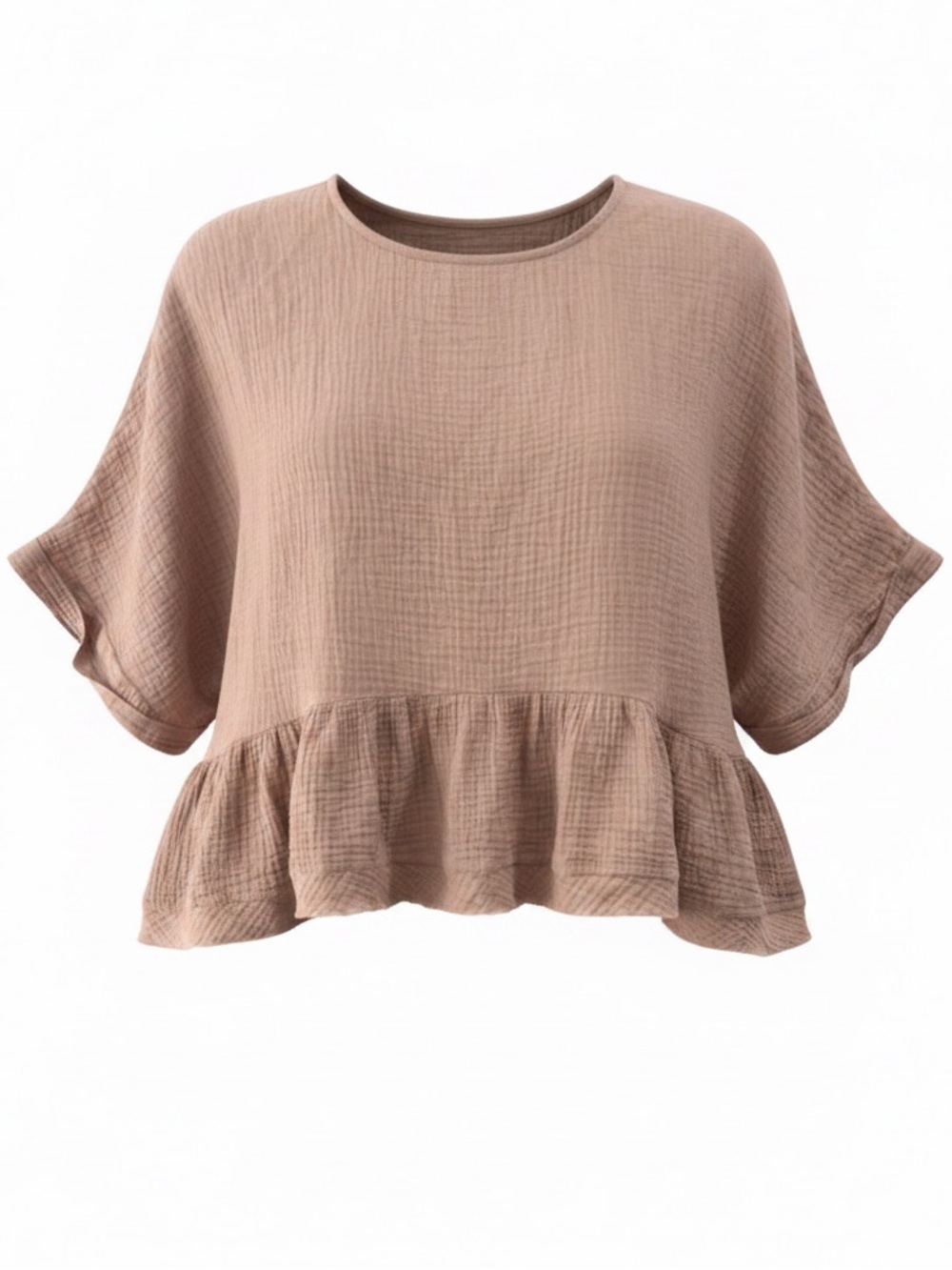 Boho Gauze Peplum Top Blush Pink Oversized Crop Ruffle Hem Free People Style